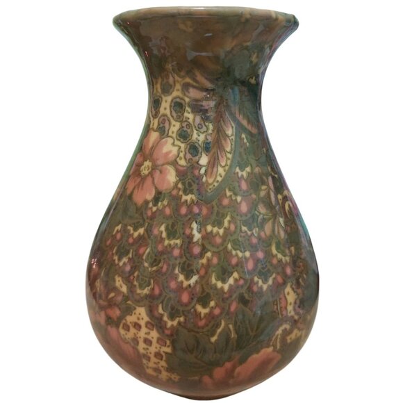 Vintage 1994 Enesco Patricia Reach Floral Ceramic Vase 6" Tall Multicolor - Picture 3 of 9